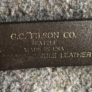 Filson dark brown Bridle leather belt.